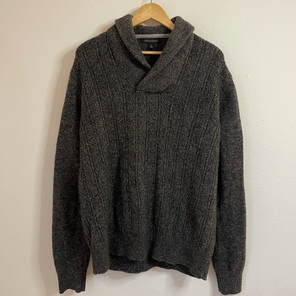 Banana Republic Men’s Gray Shawl Collar Wool Sweater Size XL
